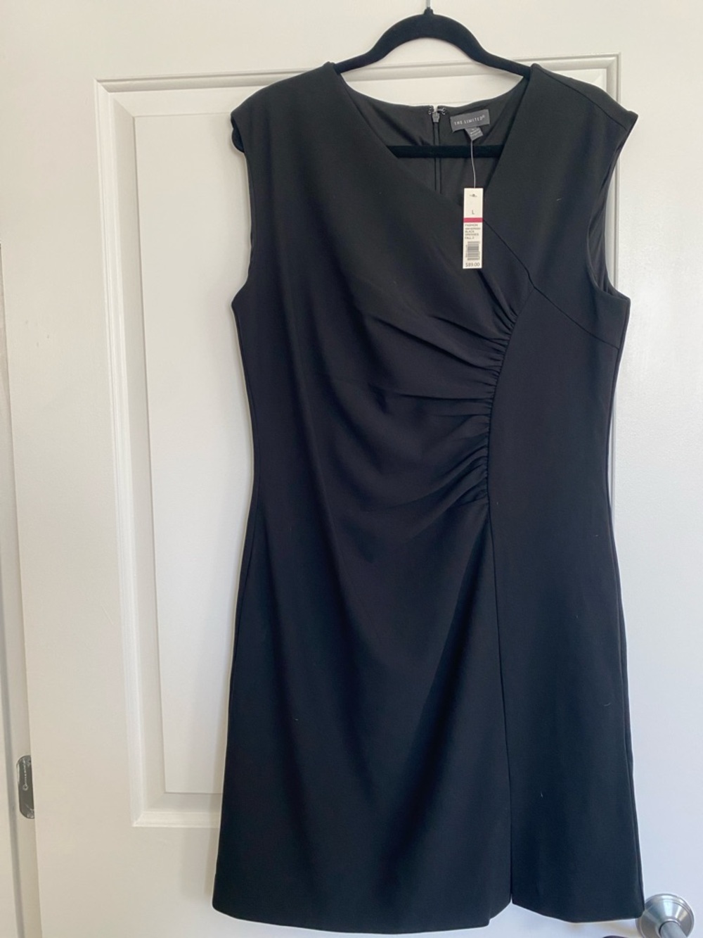 The Limited Black Sleeveless Ruched Midi Dress